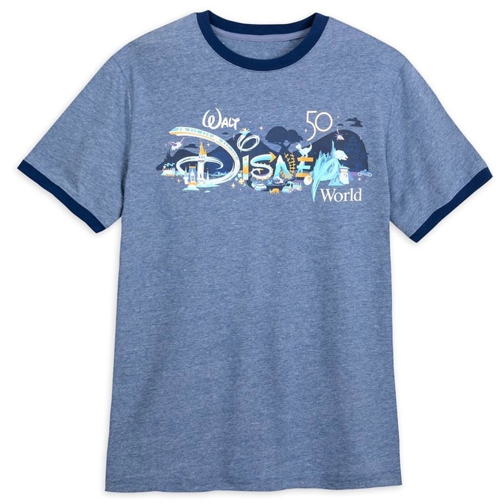 Sz M Walt Disney World 50th Anniversary Blue Ringer Shirt